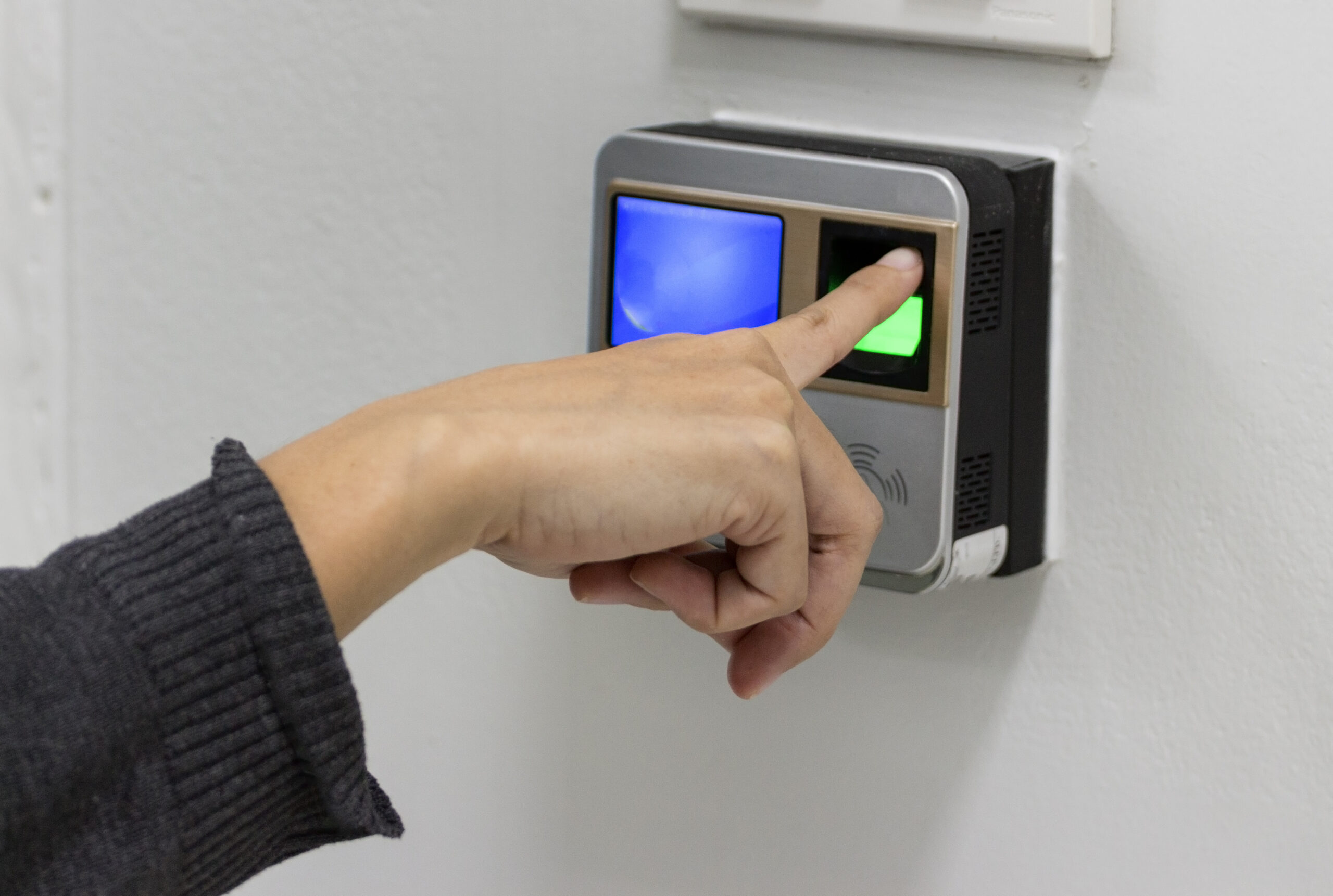 Scan finger before entering the room.